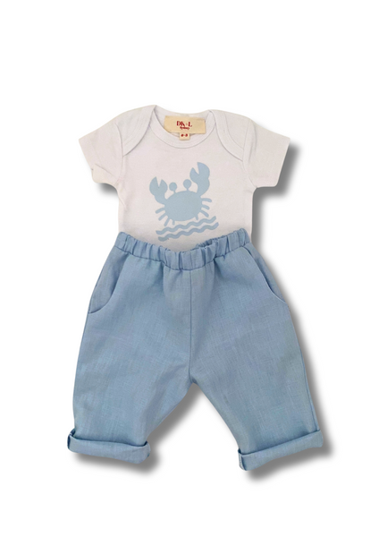 Sky Blue Linen Baby Slacks