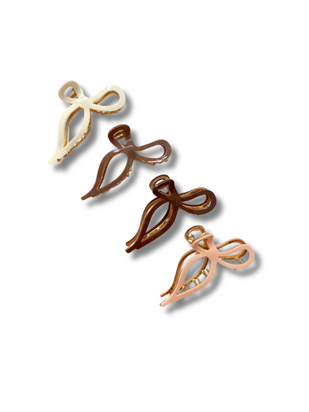 Glossy Bow Hair Claw - Chocolate