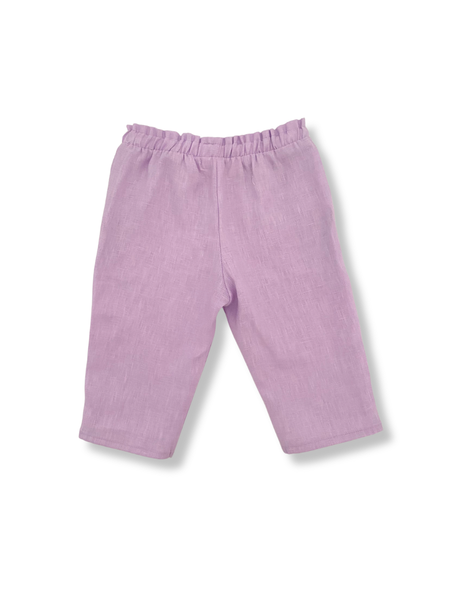Lilac Linen Pom Pom Pants