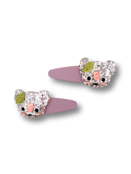 Sparkly Koala Hair Clips Lilac