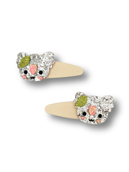 Sparkly Koala Hair Clips Cream