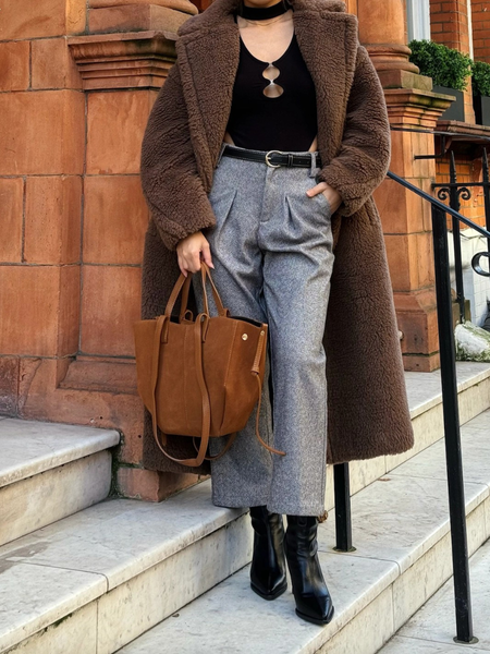 Violetta Suede Tote Bag - Olive Green