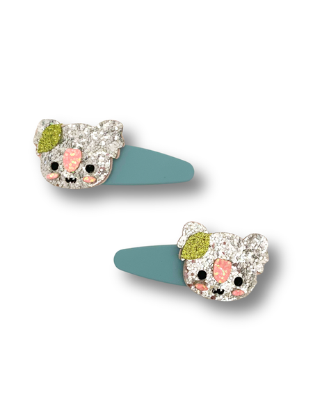 Sparkly Koala Hair Clips Blue