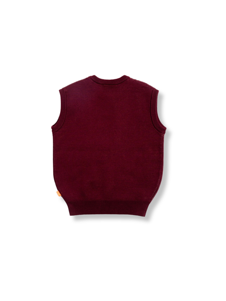 Tiger The Postie Jacquard Knit Vest - Burgundy