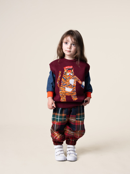Tiger The Postie Jacquard Knit Vest - Burgundy