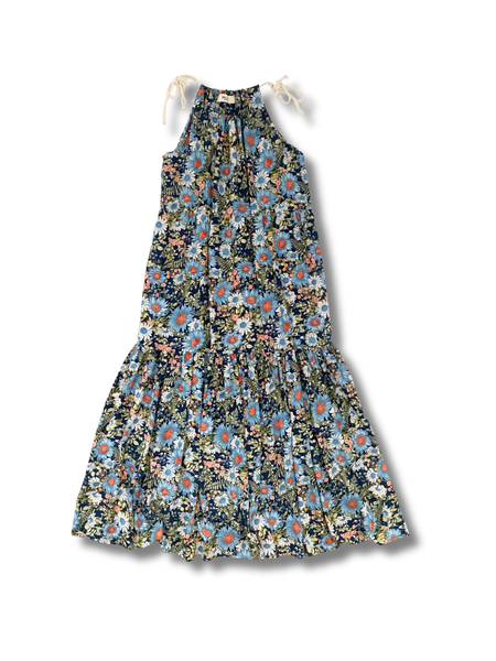 Floral Harmony Maxi Dress – Blue