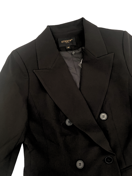 Timeless Solid Double Breasted Jacket - Black
