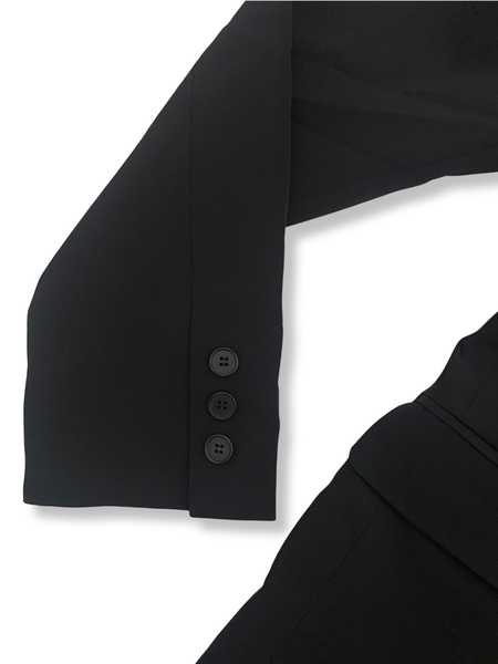 Timeless Solid Double Breasted Jacket - Black
