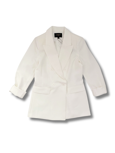 Timeless Solid Double Breasted Jacket - White