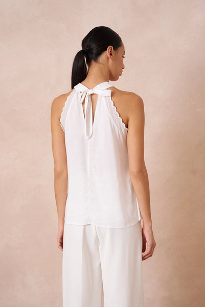 Bow Detail Sleeveless Top – Snow