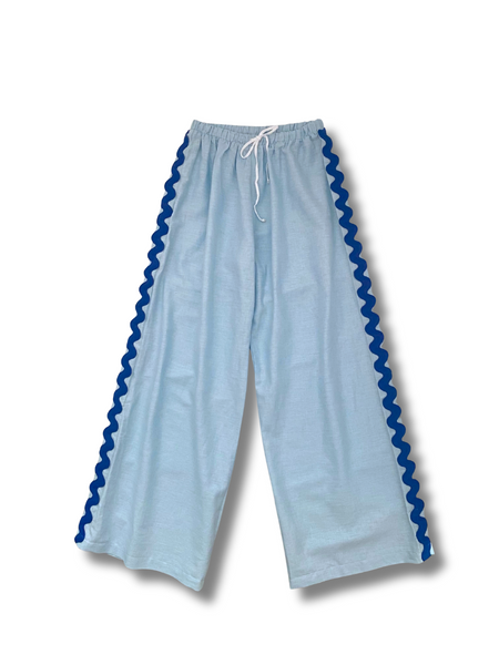 Saint Tropez Linen Tie Up Top - Azure Blue
