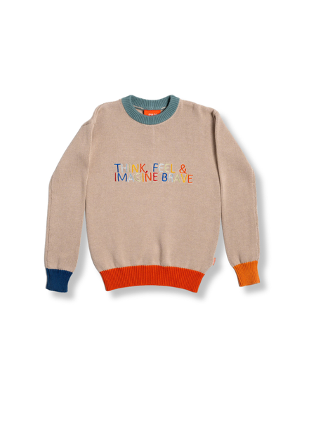 Imagine Brave Embroidered Knit Sweater