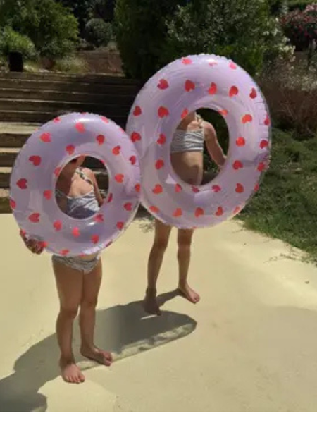 Swim Essentials Inflatable 90cm Swim Ring - Sweet Hearts Transparent