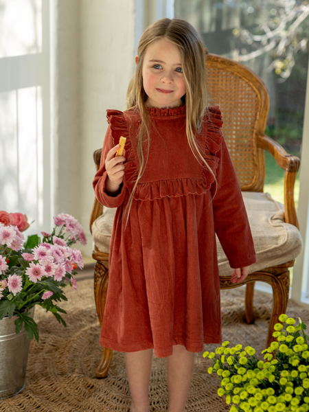 Lucie Corduroy Dress - Chili Oil