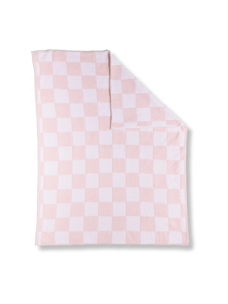 Chenille Checkered Blanket - Pink