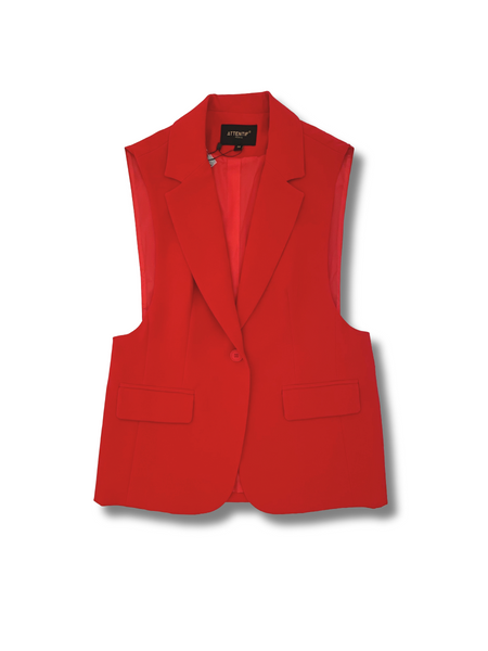 Signature Structured Sleeveless Vest - Red