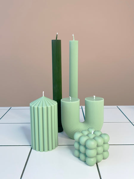 Pointy Pillar Candle Green