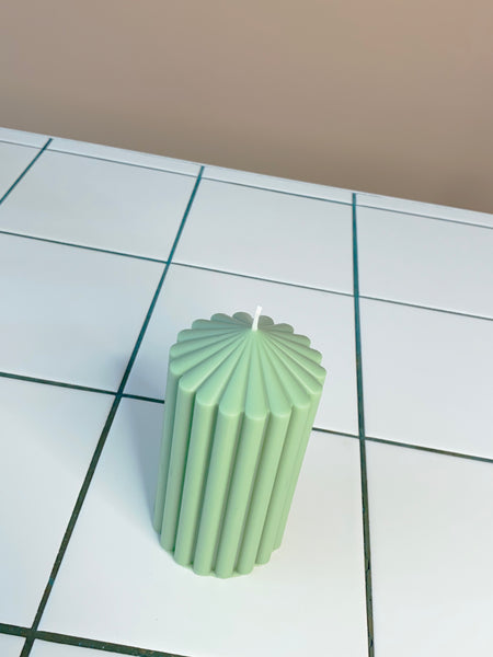 Pointy Pillar Candle Green